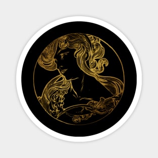 Art nouveau gold silhouette lady 6 Magnet